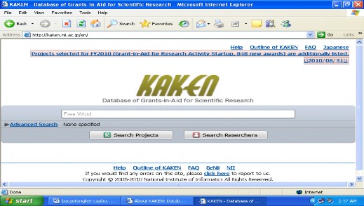 Hình 6 Giao diện tìm kiếm cơ bản của CSDL KAKEN Hình 7 Giao diện tìm kiếm nâng 6