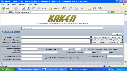 Hình 7 Giao diện tìm kiếm nâng cao của CSDL KAKEN 7