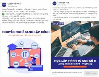 Hình 5 Một số bài đăng quảng cáo của CodeGym Huế hướng đến đối tượng 2
