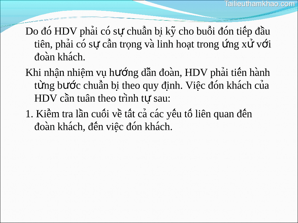 Do Đo Hdv Phải Co Sư Chuẩn Bi Ky Cho Buổi Đón Tiếp Đầu Tiên