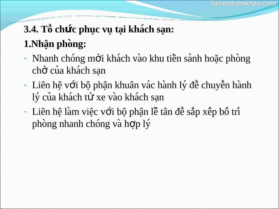 3 4 Tô Chức Phục Vu Tại Khách Sạn 1 Nhận Phòng Nhanh Chóng Mời