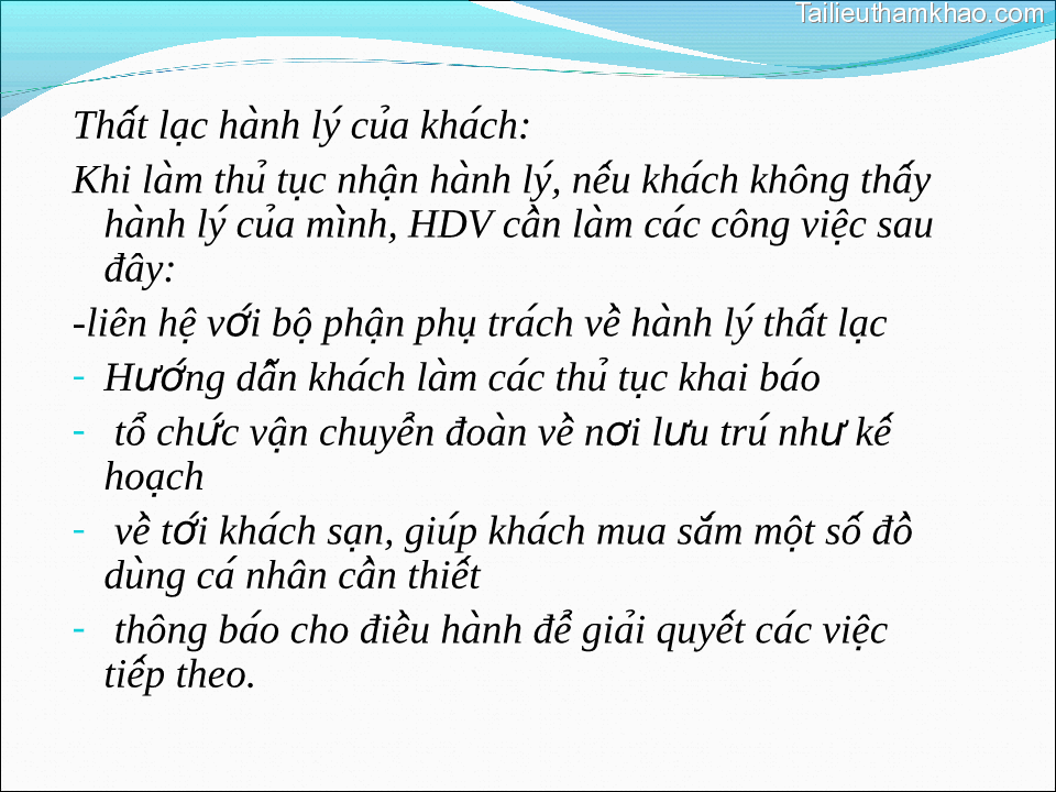 Thât Lạc Hanh Ly Cua Khach Khi Làm Thu Tục Nhận Hành Ly Nêu Khach Không