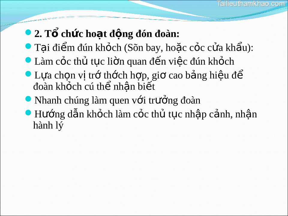 2 Tổ Chức Hoạt Động Đón Đoàn Tại Điểm Đún Khỏch Sòn Bay