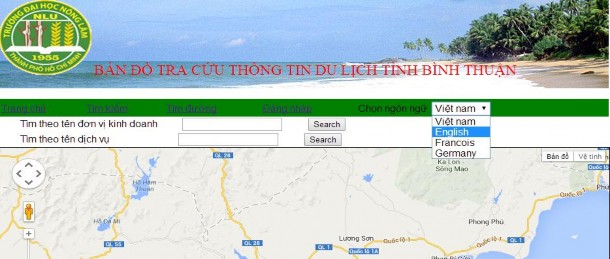 Hình 4 1 Giao diện Trang chủ lựa chọn ngôn ngữ  Nhập thông tin tìm kiếm 1