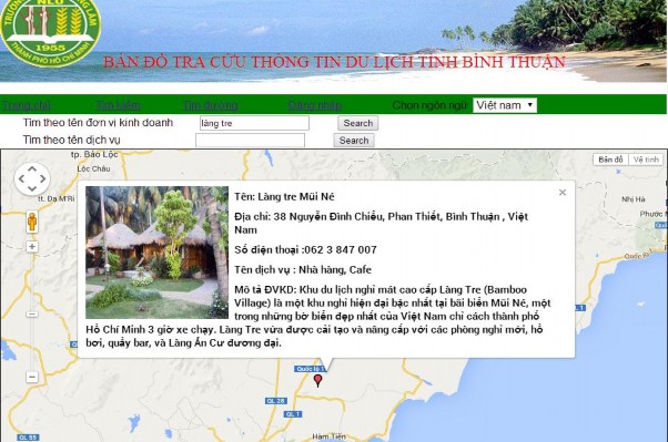 Hình 4 3 Giao diện trang chủ hiển thị tìm kiếm đơn vị kinh doanh bằng tiếng 3