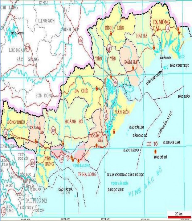 Bản đồ tỉnh Quảng Ninh Bản đồ Huyện Vân Đồn Vườn quốc gia Bái Tử Long 1