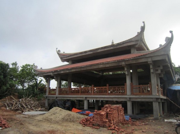 Nhà che hố khảo cổ Nhà tưởng niệm Móng tháp chuẩn bị phục dựng 4