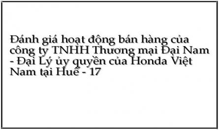 Đánh giá hoạt động bán hàng của công ty TNHH Thương mại Đại Nam - Đại Lý ủy quyền của Honda Việt Nam tại Huế - 17
