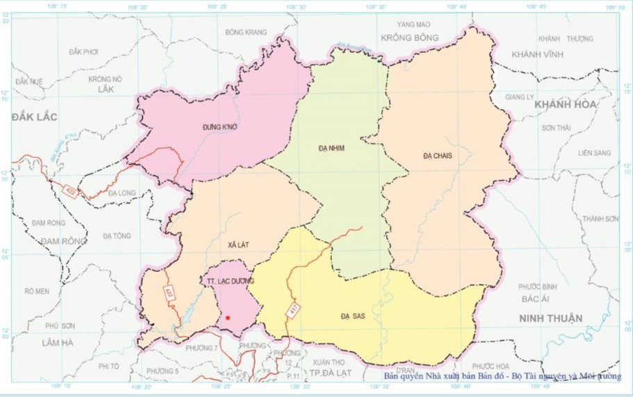 Hình 2 1 Bản đồ hành chính tỉnh Lâm Đồng Nguồn Nhà xuất bản Bản đồ 1