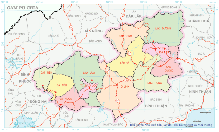 Hình 2 2 Bản đồ hành chính huyện Lạc Dương Nguồn Nhà xuất bản Bản đồ 2