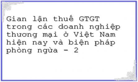 Gian lận thuế GTGT trong các doanh nghiệp thương mại ở Việt Nam hiện nay và biện pháp phòng ngừa - 2