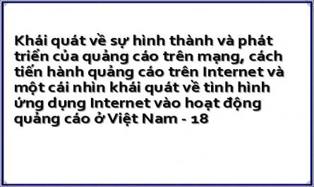 Khái quát về sự hình thành và phát triển của quảng cáo trên mạng, cách tiến hành quảng cáo trên Internet và một cái nhìn khái quát về tình hình ứng dụng Internet vào hoạt động quảng cáo ở Việt Nam - 18