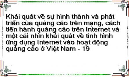 Khái quát về sự hình thành và phát triển của quảng cáo trên mạng, cách tiến hành quảng cáo trên Internet và một cái nhìn khái quát về tình hình ứng dụng Internet vào hoạt động quảng cáo ở Việt Nam - 19