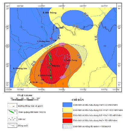 Hình 3 9 Bản đồ phân vùng phóng xạ môi trường mỏ đất hiếm Mường Hum 3 3 7