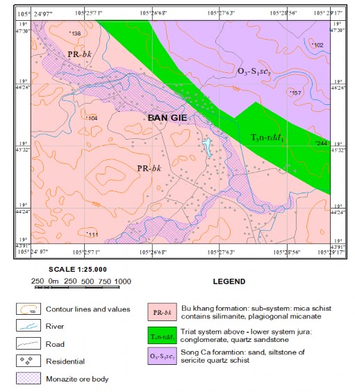 Hình 1 7 Sơ đồ địa chất khoáng sản mỏ monazite Bản Gié 3 35 1 7 Những 2