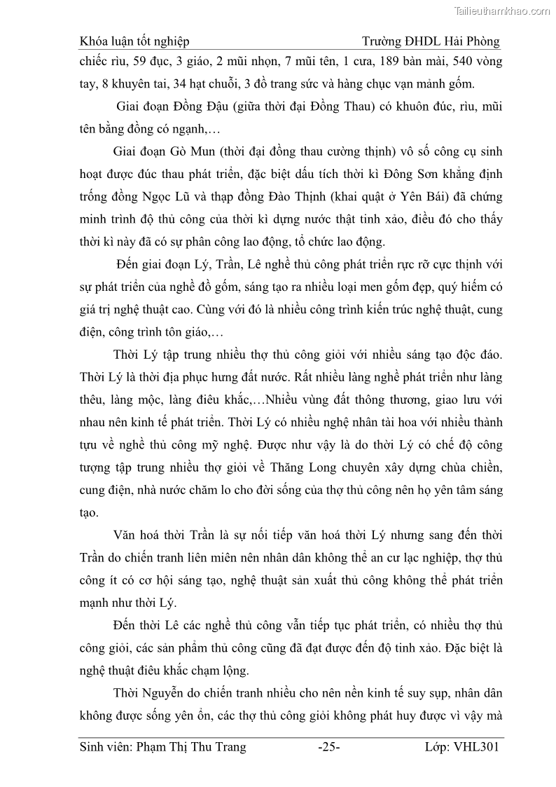 Khóa luận tốt nghiệp Văn hóa du lịch Đề xuất giải pháp khai thác một số sản phẩm làng nghề truyền thống ở Hải Phòng phục vụ phát triển du lịch - 4 Trang 25