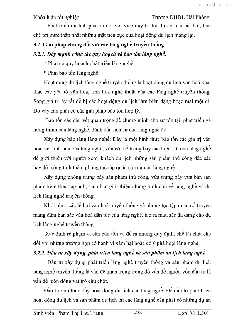Khóa luận tốt nghiệp Văn hóa du lịch Đề xuất giải pháp khai thác một số sản phẩm làng nghề truyền thống ở Hải Phòng phục vụ phát triển du lịch - 7 Trang 49