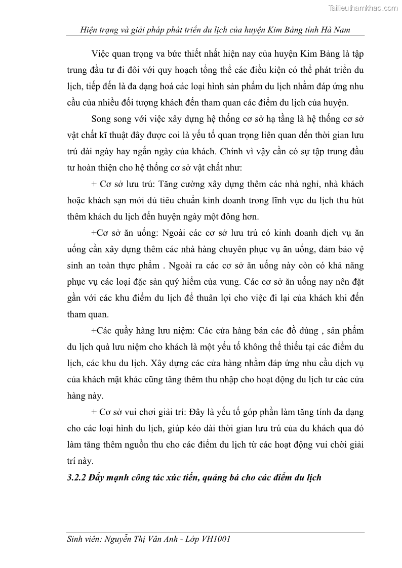 Khóa luận tốt nghiệp Văn hóa du lịch Hiện trạng và giải pháp phát triển du lịch của huyện Kim Bảng tỉnh Hà Nam - 11 Trang 81