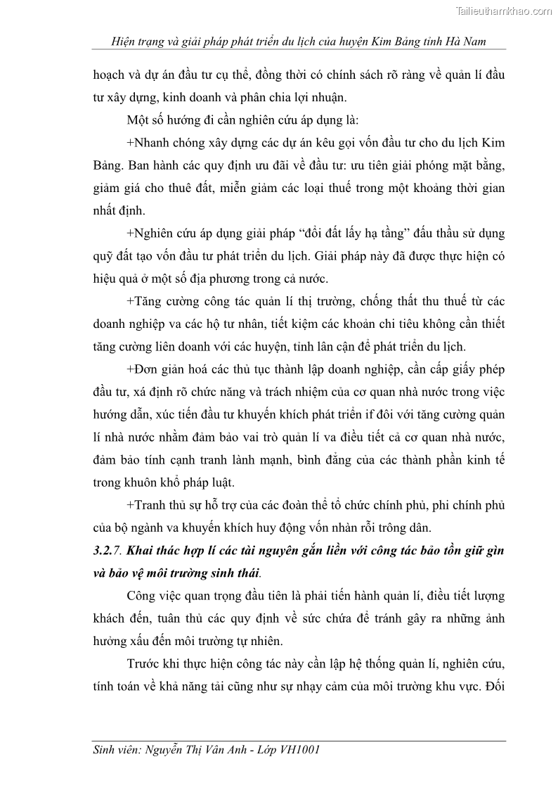 Khóa luận tốt nghiệp Văn hóa du lịch Hiện trạng và giải pháp phát triển du lịch của huyện Kim Bảng tỉnh Hà Nam - 12 Trang 89