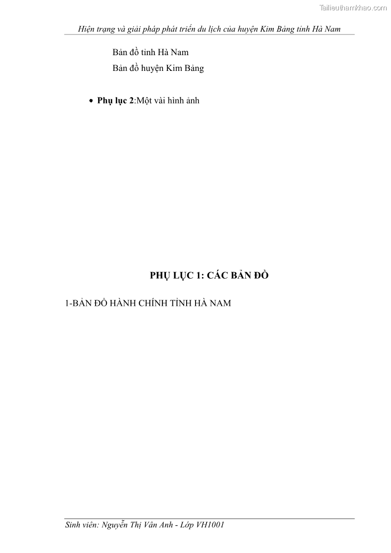 Khóa luận tốt nghiệp Văn hóa du lịch Hiện trạng và giải pháp phát triển du lịch của huyện Kim Bảng tỉnh Hà Nam - 13 Trang 97