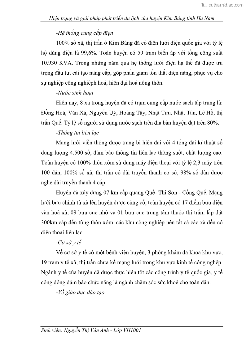 Khóa luận tốt nghiệp Văn hóa du lịch Hiện trạng và giải pháp phát triển du lịch của huyện Kim Bảng tỉnh Hà Nam - 9 Trang 65