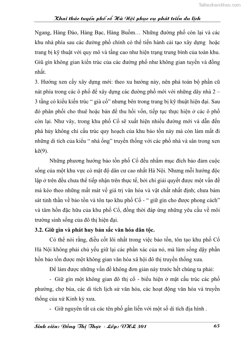 Khóa luận tốt nghiệp Văn hóa du lịch Khai thác tuyến phố cổ Hà Nội phục vụ phát triển du lịch - 9 1