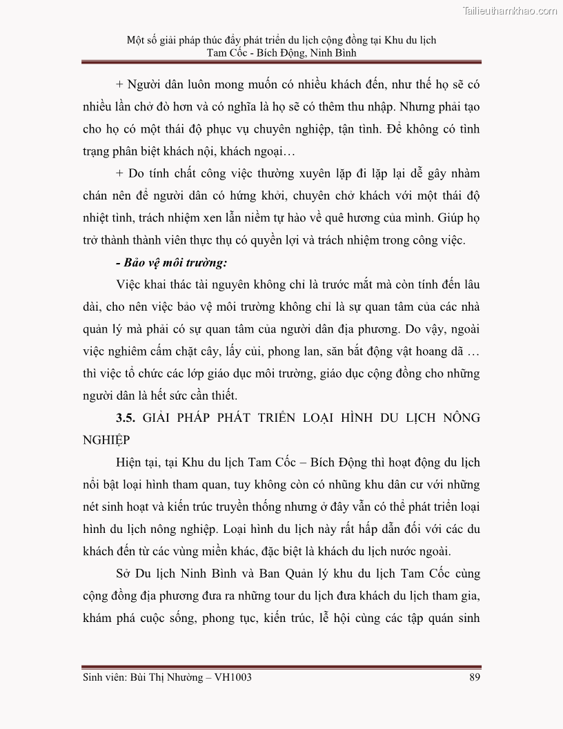 Khóa luận tốt nghiệp Văn hóa du lịch Một số giải pháp thúc đẩy phát triển du lịch cộng đồng tại Khu du lịch Tam Cốc - Bích Động, Ninh Bình - 12 1