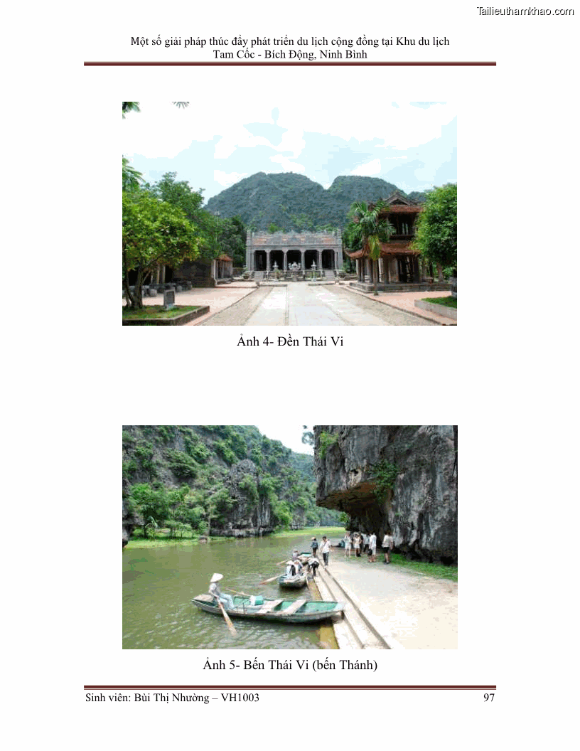 Khóa luận tốt nghiệp Văn hóa du lịch Một số giải pháp thúc đẩy phát triển du lịch cộng đồng tại Khu du lịch Tam Cốc - Bích Động, Ninh Bình - 13 1