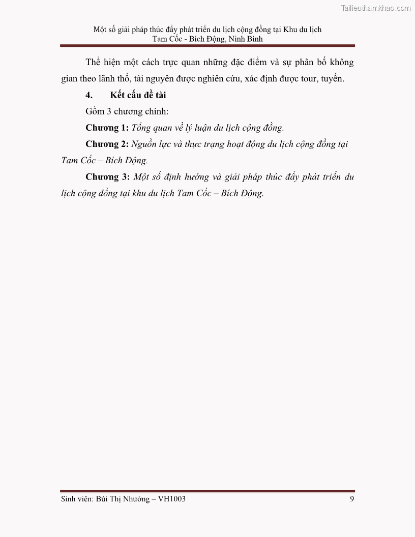 Khóa luận tốt nghiệp Văn hóa du lịch Một số giải pháp thúc đẩy phát triển du lịch cộng đồng tại Khu du lịch Tam Cốc - Bích Động, Ninh Bình - 2 1