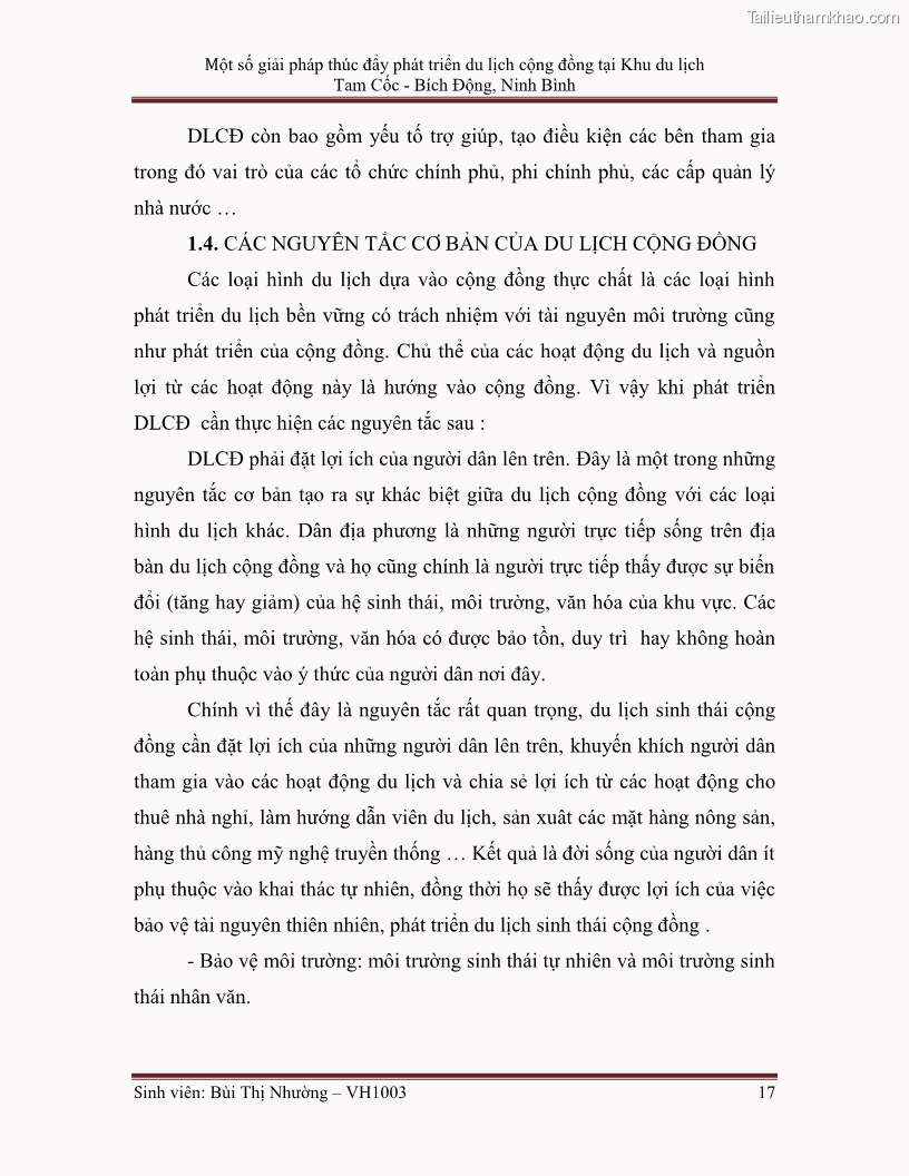 Khóa luận tốt nghiệp Văn hóa du lịch Một số giải pháp thúc đẩy phát triển du lịch cộng đồng tại Khu du lịch Tam Cốc - Bích Động, Ninh Bình - 3 1