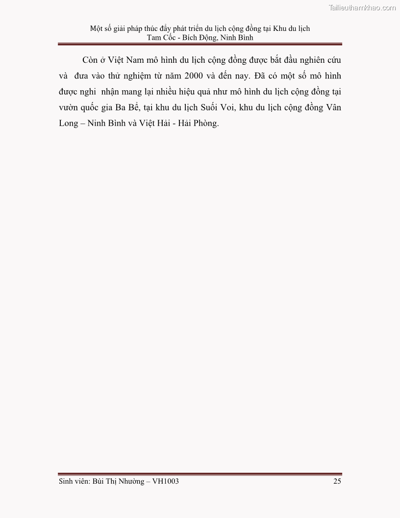 Khóa luận tốt nghiệp Văn hóa du lịch Một số giải pháp thúc đẩy phát triển du lịch cộng đồng tại Khu du lịch Tam Cốc - Bích Động, Ninh Bình - 4 1