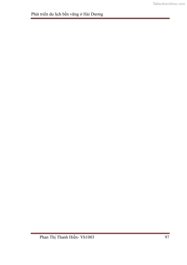 Khóa luận tốt nghiệp Văn hóa du lịch Phát triển du lịch bền vững ở Hải Dương - 13 Trang 97