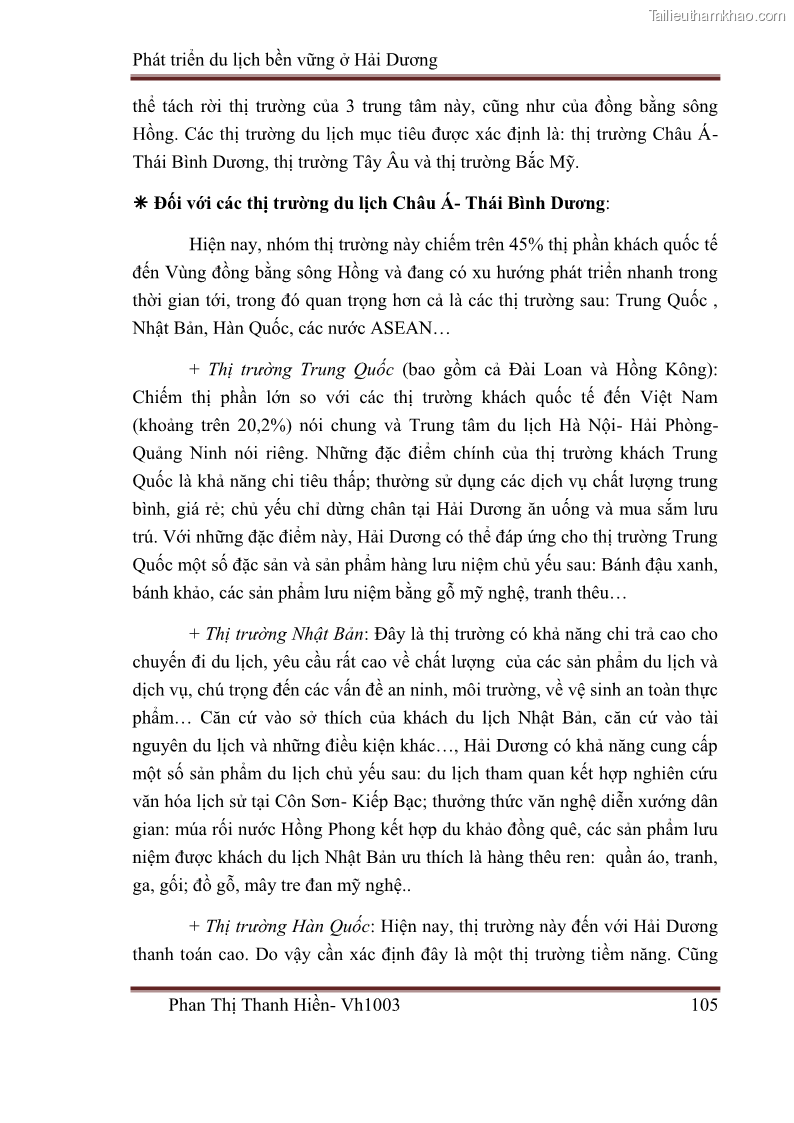 Khóa luận tốt nghiệp Văn hóa du lịch Phát triển du lịch bền vững ở Hải Dương - 14 Trang 105