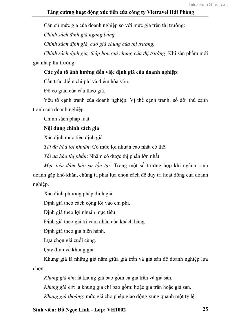 Khóa luận tốt nghiệp Văn hóa du lịch Tăng cường hoạt động xúc tiến của công ty Vietravel Hải Phòng - 4 Trang 25