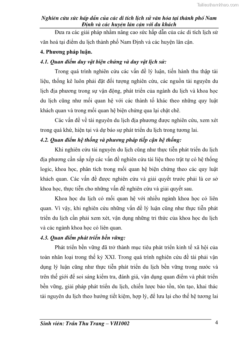 Khóa luận tốt nghiệp Văn hóa du lịch Nghiên cứu sức hấp dẫn của các di tích lịch sử văn hóa tại thành phố Nam Định và các huyện lân cận với du khách - 2 Trang 9