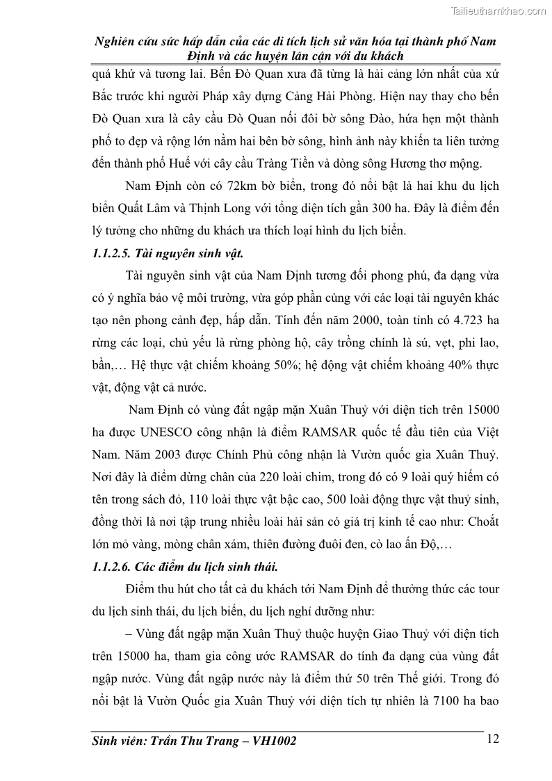 Khóa luận tốt nghiệp Văn hóa du lịch Nghiên cứu sức hấp dẫn của các di tích lịch sử văn hóa tại thành phố Nam Định và các huyện lân cận với du khách - 3 Trang 17