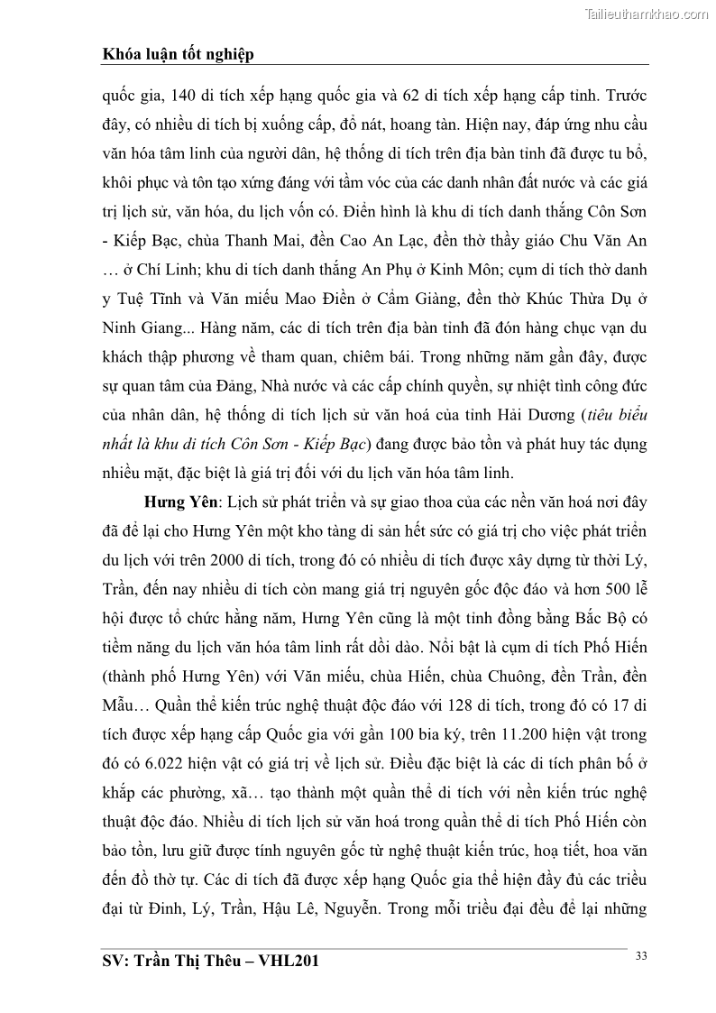 Khóa luận tốt nghiệp Văn hóa du lịch Nghiên cứu tôn giáo ở đồng bằng Bắc Bộ những đề xuất nhằm gắn văn hóa tôn giáo với văn hóa du lịch - 5 Trang 33