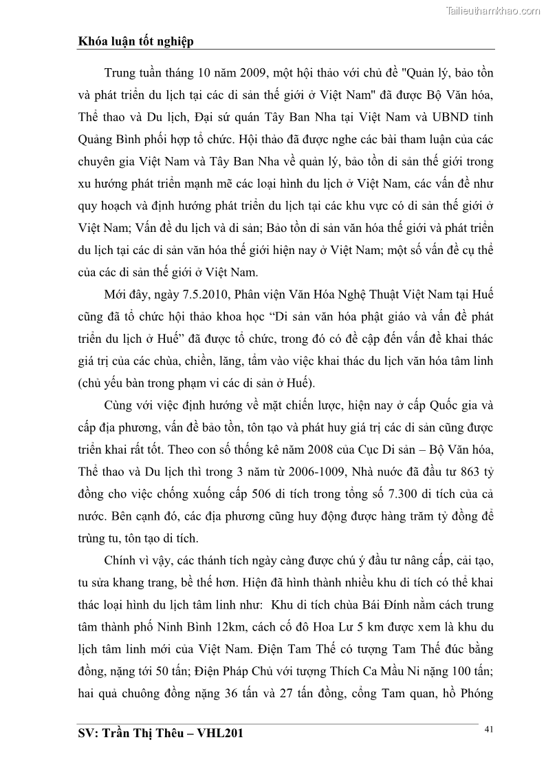 Khóa luận tốt nghiệp Văn hóa du lịch Nghiên cứu tôn giáo ở đồng bằng Bắc Bộ những đề xuất nhằm gắn văn hóa tôn giáo với văn hóa du lịch - 6 Trang 41
