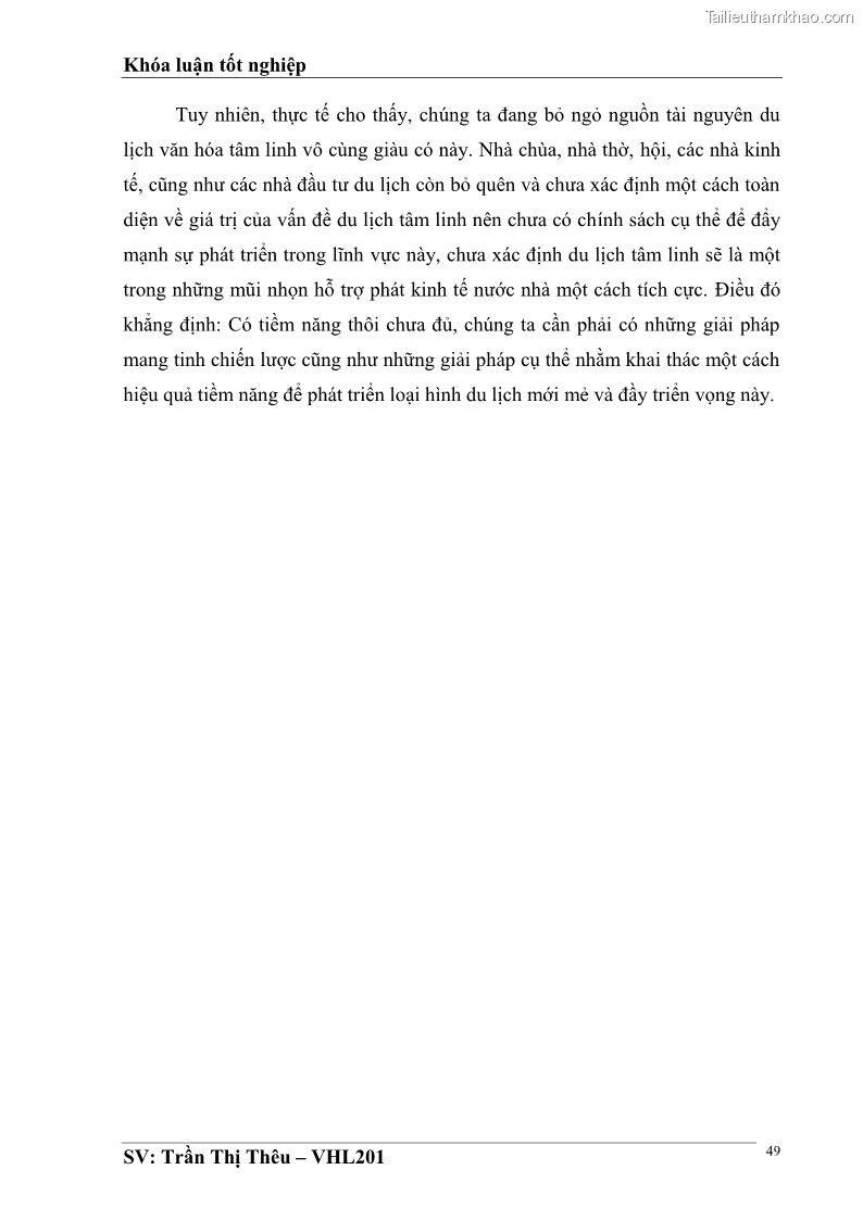 Khóa luận tốt nghiệp Văn hóa du lịch Nghiên cứu tôn giáo ở đồng bằng Bắc Bộ những đề xuất nhằm gắn văn hóa tôn giáo với văn hóa du lịch - 7 Trang 49
