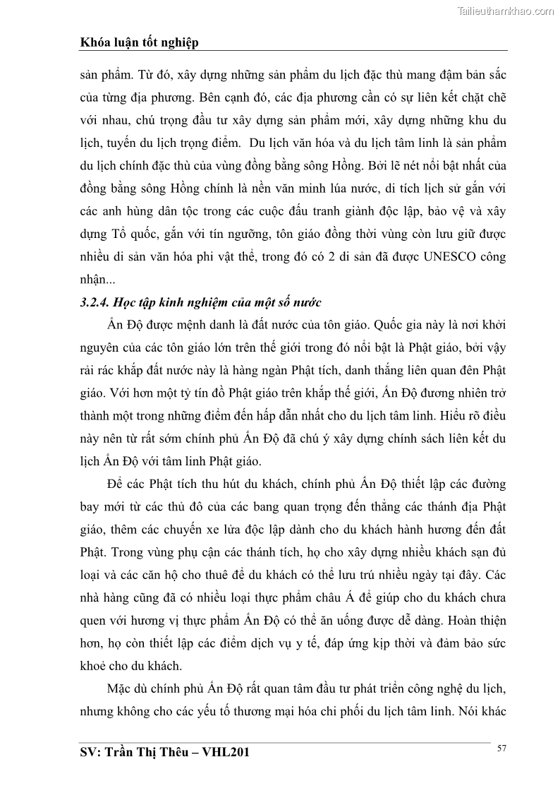 Khóa luận tốt nghiệp Văn hóa du lịch Nghiên cứu tôn giáo ở đồng bằng Bắc Bộ những đề xuất nhằm gắn văn hóa tôn giáo với văn hóa du lịch - 8 Trang 57