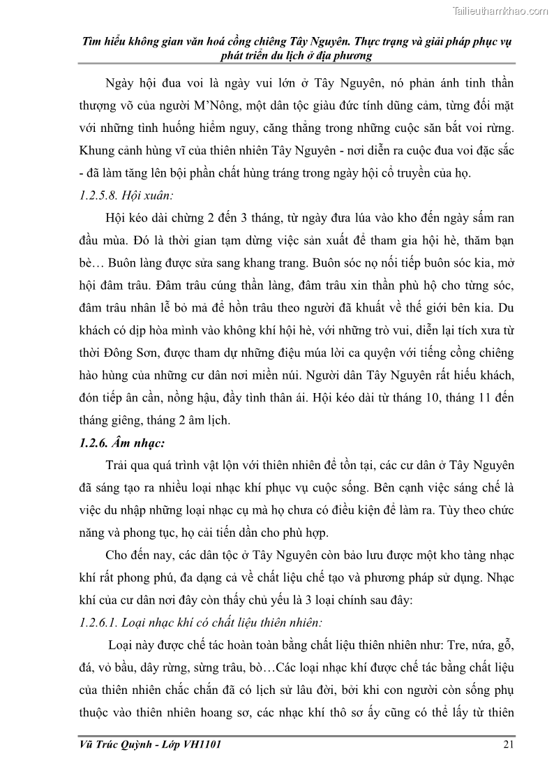 Khóa luận tốt nghiệp Văn hóa du lịch Tìm hiểu không gian văn hoá cồng chiêng Tây Nguyên. Thực trạng và giải pháp phục vụ phát triển du lịch ở địa phương - 4 Trang 25
