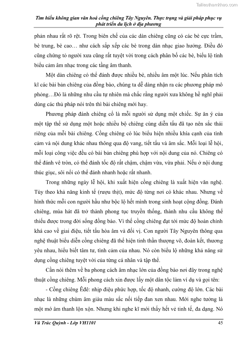 Khóa luận tốt nghiệp Văn hóa du lịch Tìm hiểu không gian văn hoá cồng chiêng Tây Nguyên. Thực trạng và giải pháp phục vụ phát triển du lịch ở địa phương - 7 Trang 49