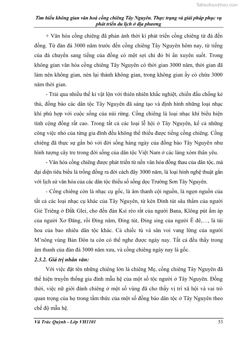 Khóa luận tốt nghiệp Văn hóa du lịch Tìm hiểu không gian văn hoá cồng chiêng Tây Nguyên. Thực trạng và giải pháp phục vụ phát triển du lịch ở địa phương - 8 Trang 57