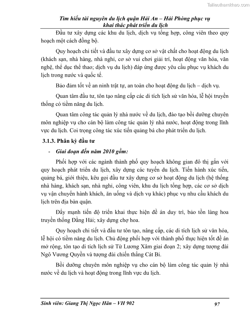 Khóa luận tốt nghiệp Văn hóa du lịch Tìm hiểu tài nguyên du lịch quận Hải An – Hải Phòng phục vụ khai thác phát triển du lịch - 13 Trang 97