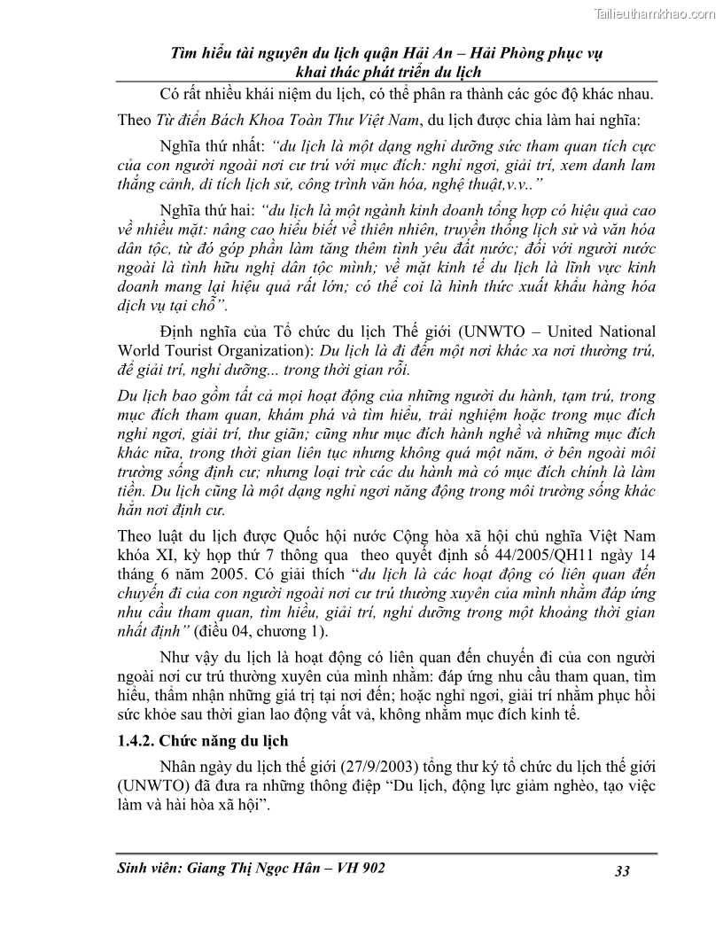 Khóa luận tốt nghiệp Văn hóa du lịch Tìm hiểu tài nguyên du lịch quận Hải An – Hải Phòng phục vụ khai thác phát triển du lịch - 5 Trang 33