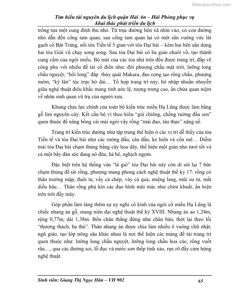Khóa luận tốt nghiệp Văn hóa du lịch Tìm hiểu tài nguyên du lịch quận Hải An – Hải Phòng phục vụ khai thác phát triển du lịch - 9 Trang 65
