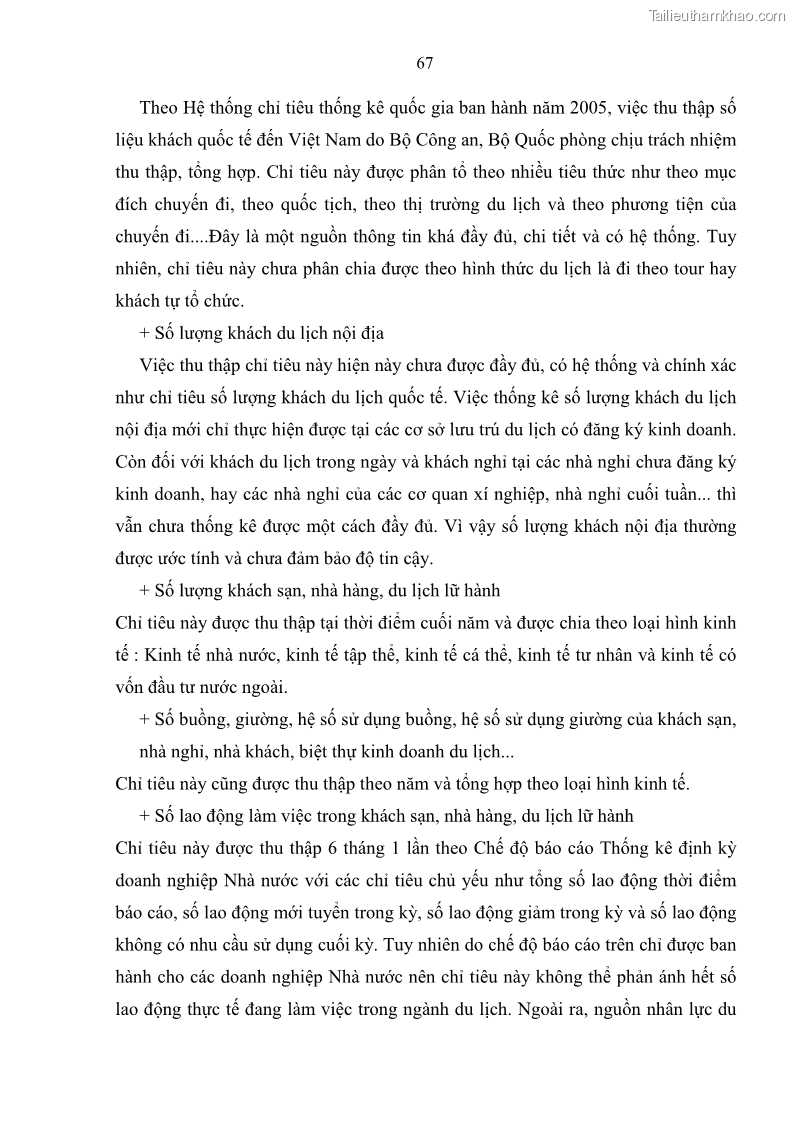 Luận án tiến sĩ kinh tế Nghiên cứu thống kê tài khoản vệ tinh du lịch ở Việt Nam - 10 Trang 73