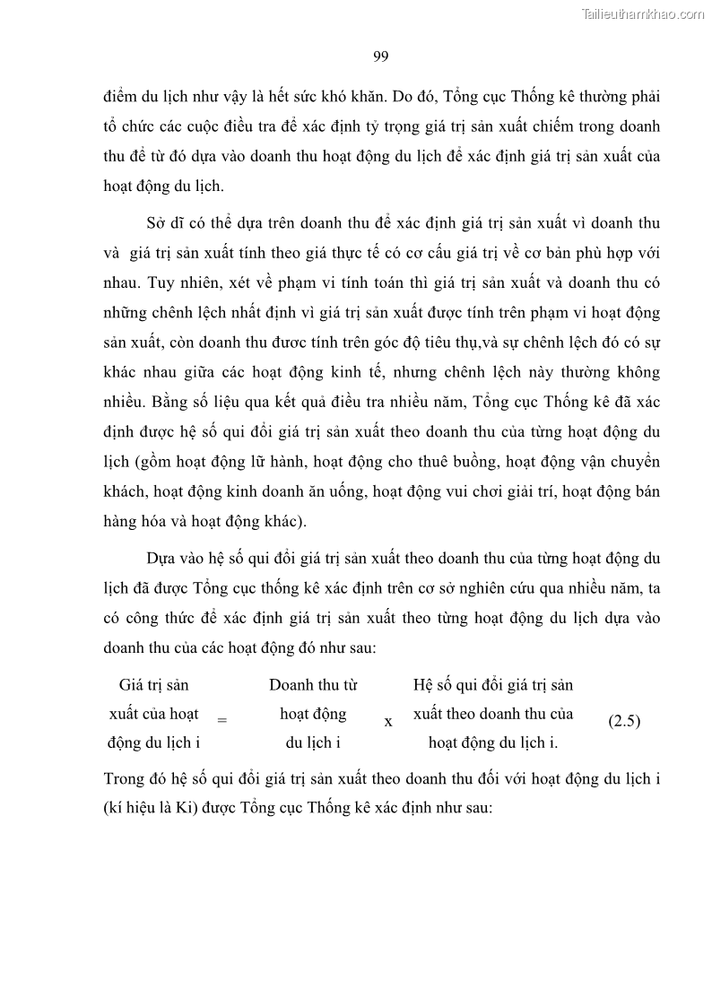 Luận án tiến sĩ kinh tế Nghiên cứu thống kê tài khoản vệ tinh du lịch ở Việt Nam - 14 Trang 105