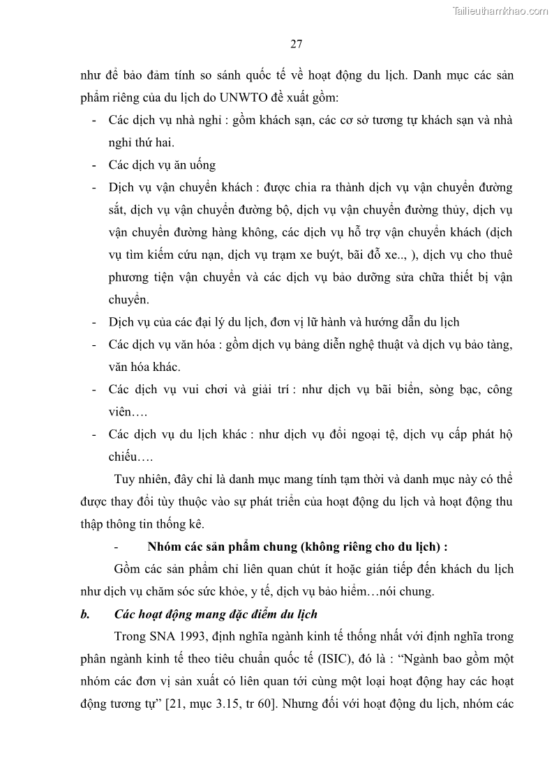 Luận án tiến sĩ kinh tế Nghiên cứu thống kê tài khoản vệ tinh du lịch ở Việt Nam - 5 Trang 33
