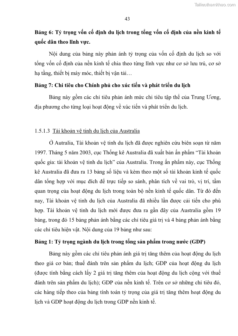 Luận án tiến sĩ kinh tế Nghiên cứu thống kê tài khoản vệ tinh du lịch ở Việt Nam - 7 Trang 49